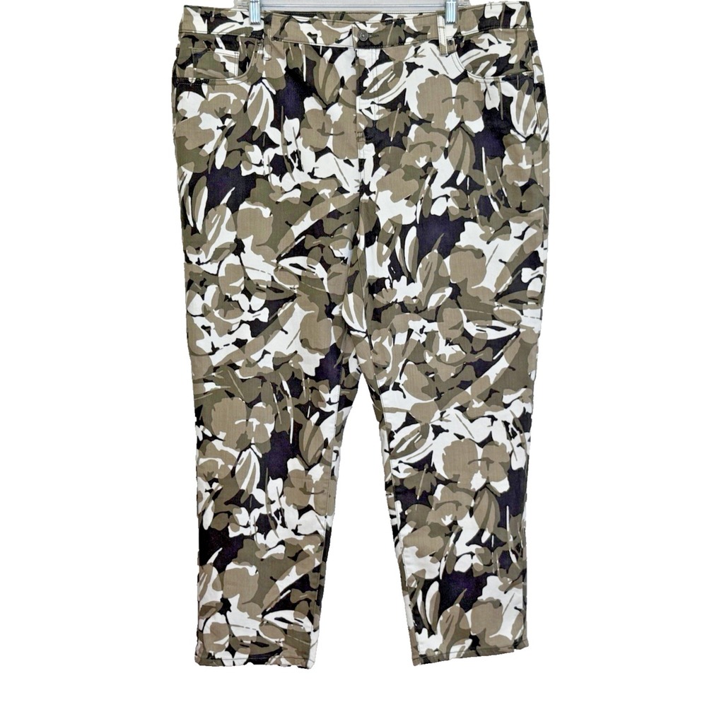 Chico's So Slimming Girlfriend Slim Leg Ankle Jeans Womens 4 US 20 Floral Camo